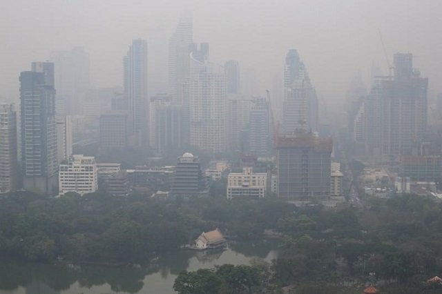 the skyline is seen through morning air pollution in bangkok thailand february 8 2018 photo reuters