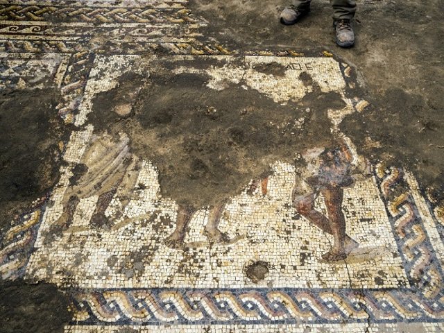 israeli archaeologists unveil rare roman era mosaic