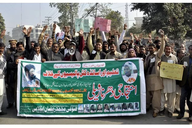 the protestors led by the punjab teachers union ptu said the government must stop privatisation of public schools photo express the protestors led by the punjab teachers union ptu said the government must stop privatisation of public schools photo express