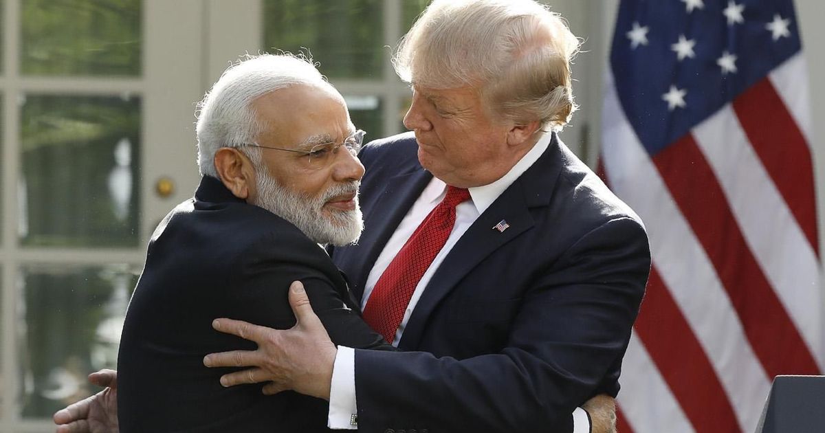 india 039 s prime minister narendra modi hugs us president donald trump as they give joint statements in the rose garden of the white house in washington us photo reuters