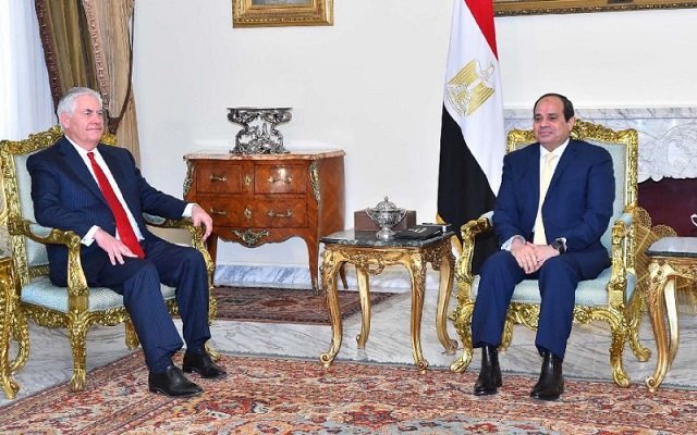 egyptian president abdel fattah al sisi r meeting with us secretary of state rex tillerson in cairo photo quot afp