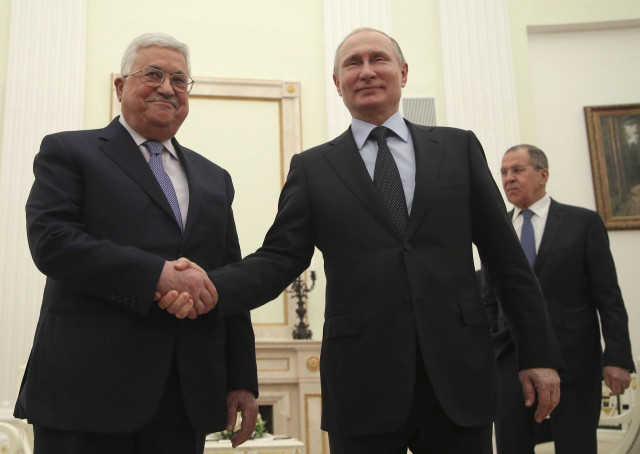 russian president vladimir putin c foreign minister sergei lavrov r and palestinian president mahmoud abbas attend a meeting at the kremlin in moscow russia february 12 2018 photo reuters russian president vladimir putin c foreign minister sergei lavrov r and palestinian president mahmoud abbas attend a meeting at the kremlin in moscow russia february 12 2018 photo reuters