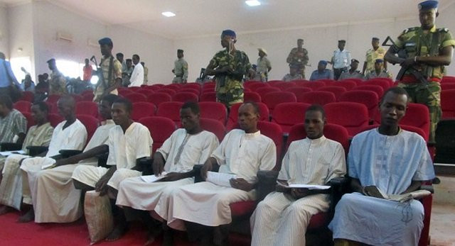 picture shows suspected members of boko haram sitting in court in n 039 djamena chad photo afp picture shows suspected members of boko haram sitting in court in n 039 djamena chad photo afp