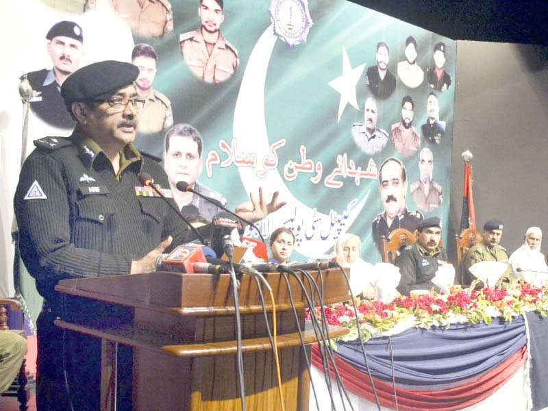 inspector general of police arif nawaz khan addresses the police martyrs day youm e shuhada ceremony photo online