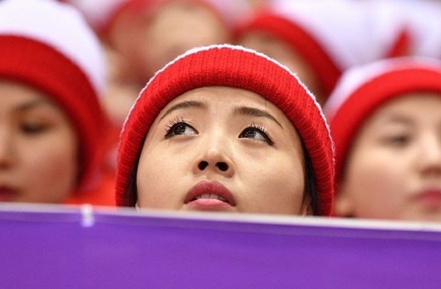 a north korean cheerleader attends the figure skating event photo afp