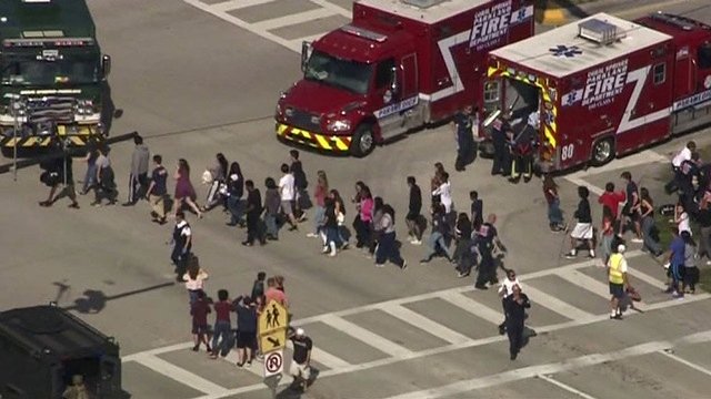 students are evacuated from marjory stoneman douglas high school during a shooting incident in parkland florida photo reuters