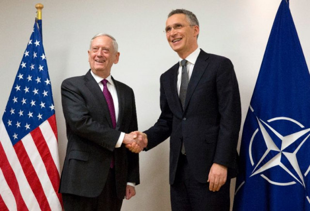 us secretary for defense james mattis joined nato secretary general jens stoltenberg for talks with nato defence ministers photo afp us secretary for defense james mattis joined nato secretary general jens stoltenberg for talks with nato defence ministers photo afp