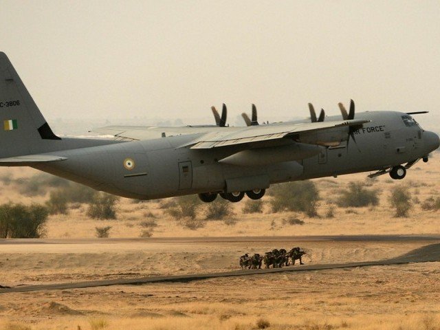 an indian air force c 130j super hercules aircraft takes off during the iron fist 2013 exercise in pokhran photo afp