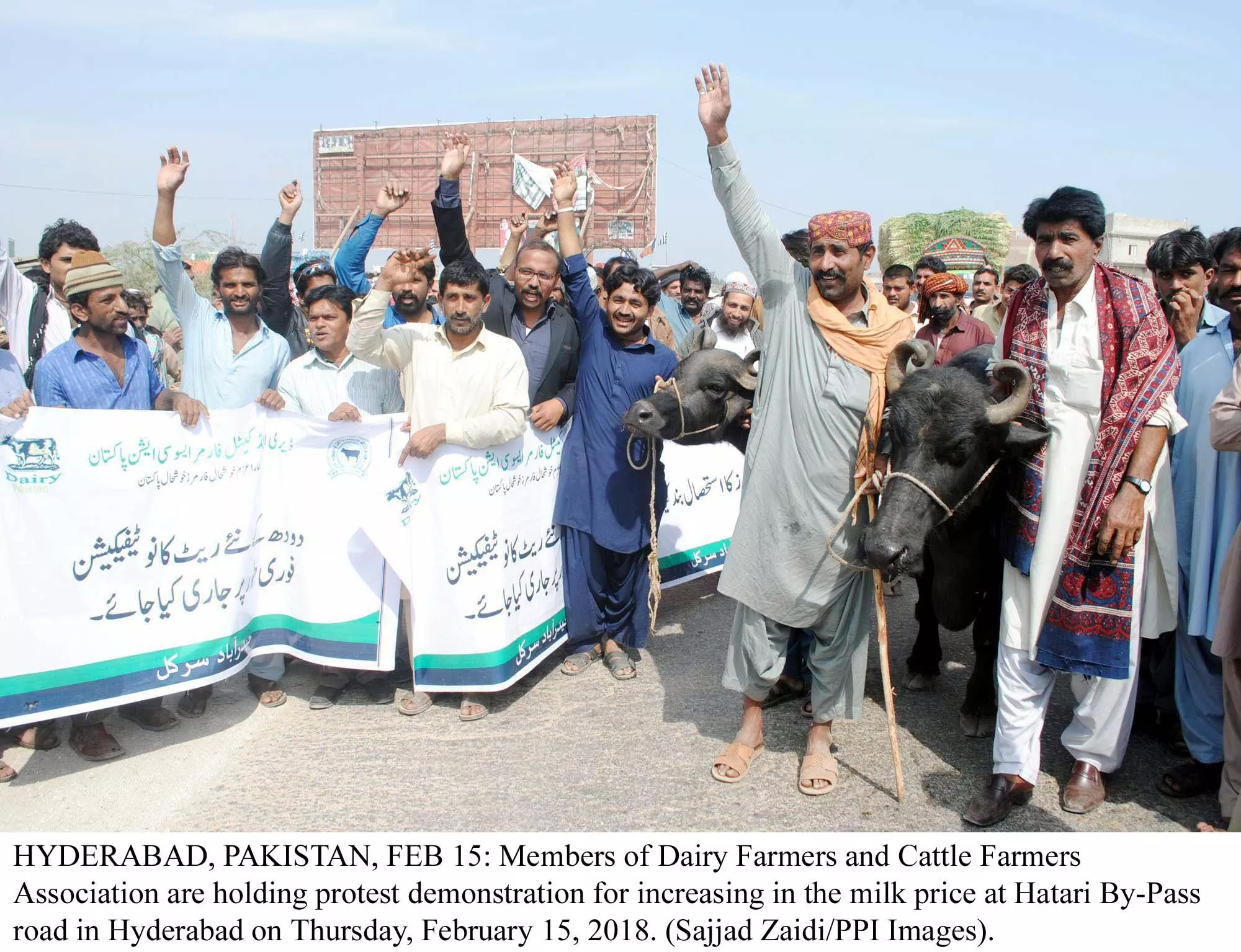 farmers in hyderabad also held a protest on tando muhammad khan road under the leadership of the dairy farmers and cattle farmer s association hyderabad president hadi buksh jatoi photo ppi farmers in hyderabad also held a protest on tando muhammad khan road under the leadership of the dairy farmers and cattle farmer s association hyderabad president hadi buksh jatoi photo ppi