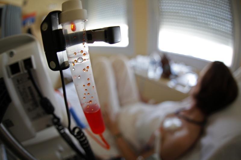a patient receives chemotherapy treatment for breast cancer at a hospital photo reuters