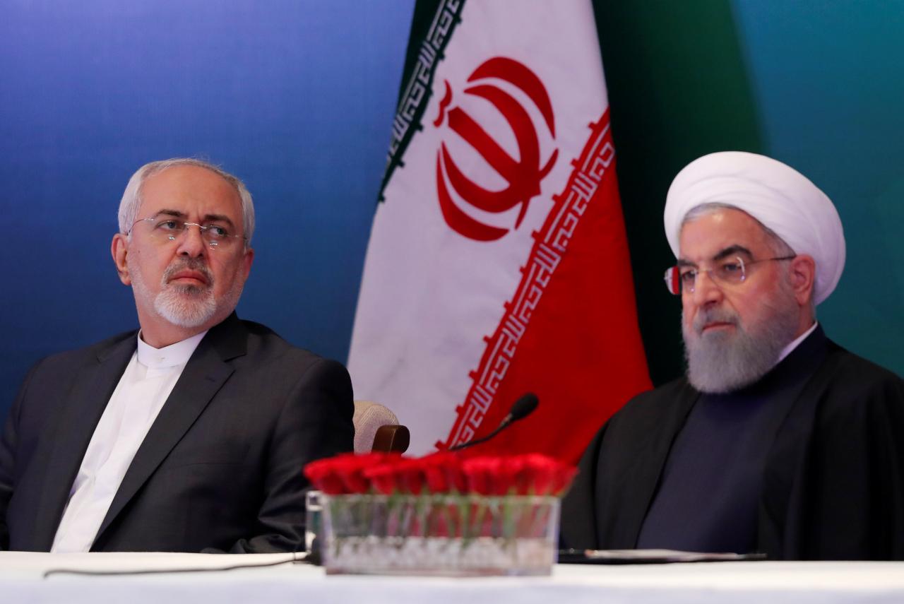 iranian president hassan rouhani and foreign minister mohammad javad zarif attend a meeting with muslim leaders and scholars in hyderabad india photo reuters