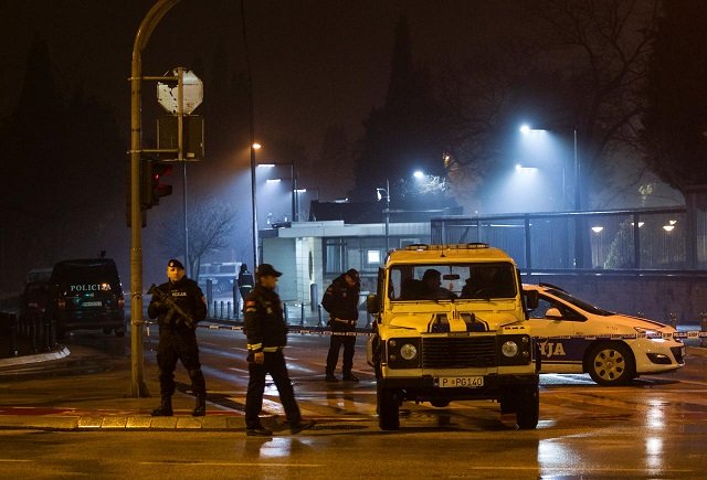 police guard the entrance to the united states embassy building in podgorica montenegro february 22 2018 photo reuters