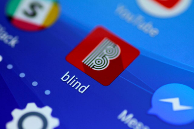 the blind anonymous work talk application is seen on a mobile phone in this illustration photo photo reuters the blind anonymous work talk application is seen on a mobile phone in this illustration photo photo reuters
