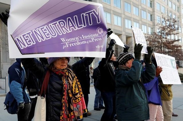 net neutrality advocates rally in front of the federal communications commission fcc ahead of thursday 039 s expected fcc vote repealing so called net neutrality rules in washington us december 13 2017 photo reuters