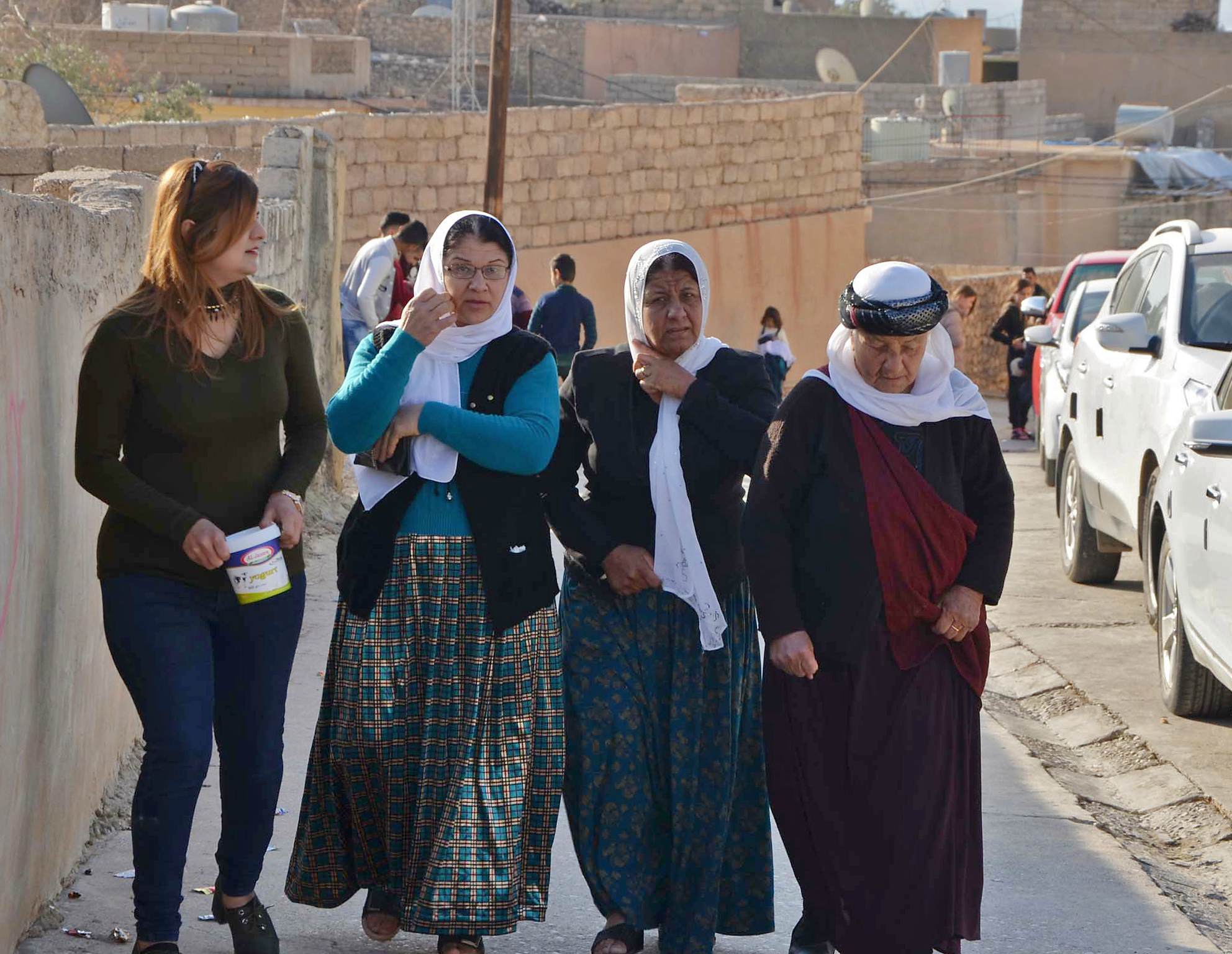 iraqi yazidis visit their temple during a ceremony earlier 2018 in the town of bashiqa some 20 kilometres north east of mosul photo afp file