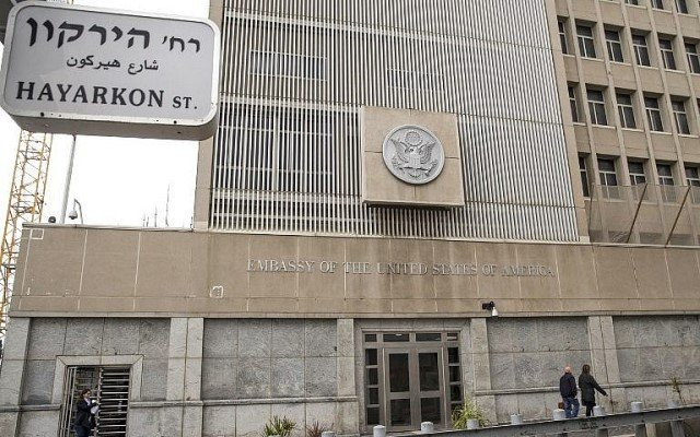 a picture shows the exterior of the us embassy in tel aviv on december 6 2017 photo afp a picture shows the exterior of the us embassy in tel aviv on december 6 2017 photo afp
