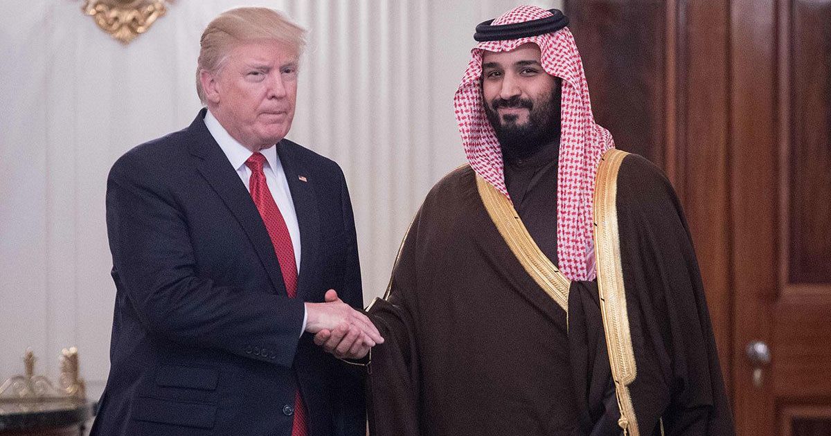 us president donald trump and saudi crown prince mohammed bin salman shake hands at the white house on march 14 2017 photo afp