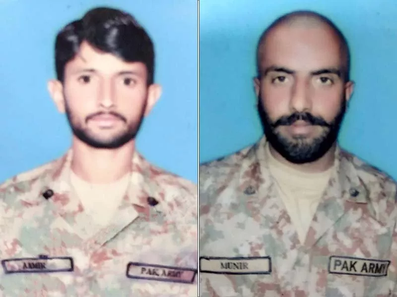 sepoy muneer chohan a 32 year old resident of kahuta village and sepoy amir hussain 28 a resident of bhimber district embraced martyrdom on wednesday photo ispr sepoy muneer chohan a 32 year old resident of kahuta village and sepoy amir hussain 28 a resident of bhimber district embraced martyrdom on wednesday photo ispr