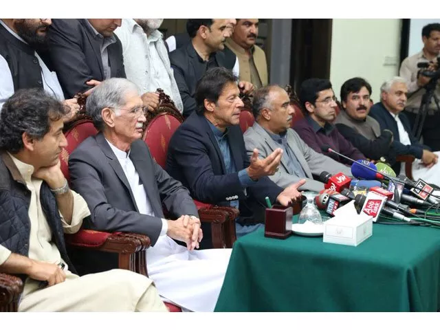 pti chief imran khan addressing a presser in peshawar on march 1 2018 photo pti pti chief imran khan addressing a presser in peshawar on march 1 2018 photo pti