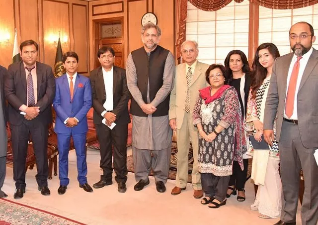 pm abbasi meets a team from the pakistan alliance for maths and science pams in islamabad on thursday photo sabah pm abbasi meets a team from the pakistan alliance for maths and science pams in islamabad on thursday photo sabah