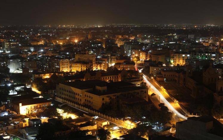 skyline image of karachi city at night photo reuters