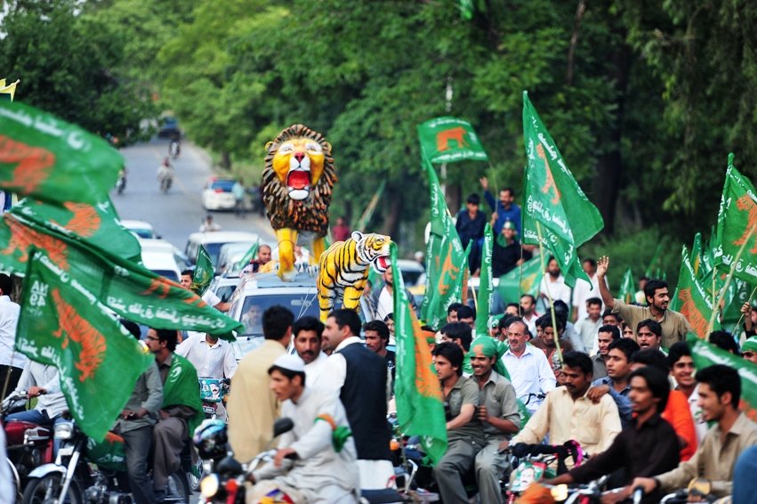 premises of the assembly echoed with slogans daikho daiko kon aya sher aya sher aya when shehbaz sharif came to cast his vote photo afp