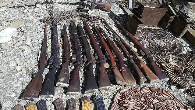 the recovered arms and ammunition included 82mm mortar light machine guns rpg 7 guns sub machine guns 303 rifles hand grenades anti tank mines photo ispr