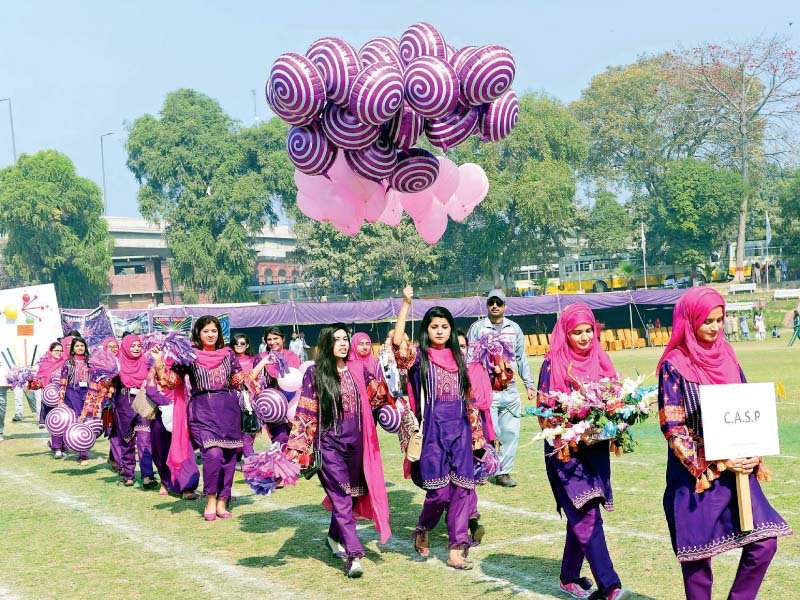 one of the teams during march past at the event photo gcu