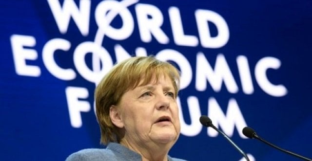 german chancellor angela merkel addresses the annual world economic forum on january 24 2018 in davos eastern switzerland photo afp