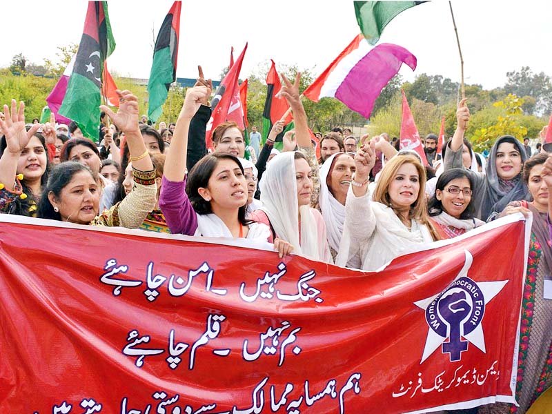 women stage demonstrations outside npc photo agencies