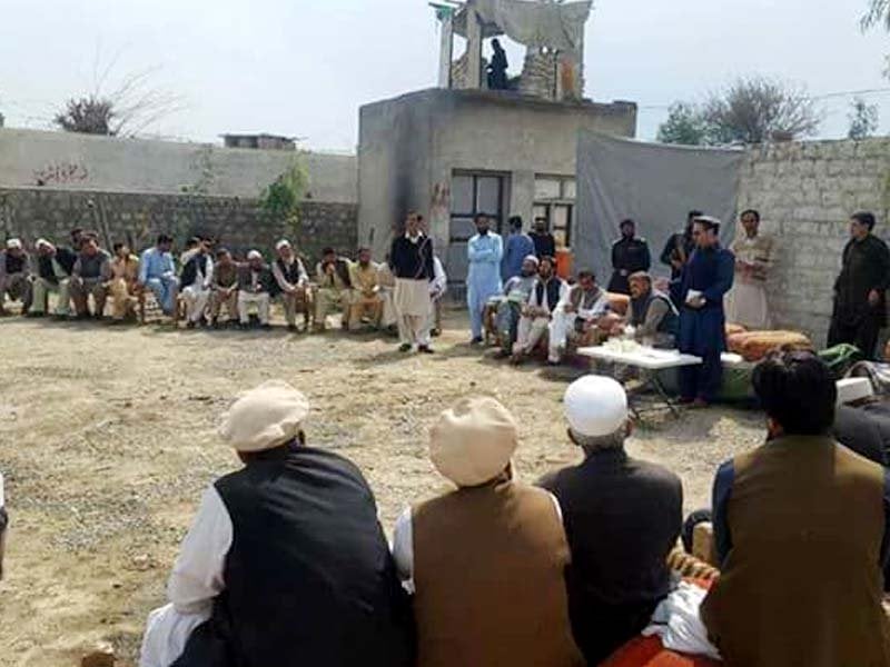 people of mohmand agency discuss their grivances with officials of political administration during a khulli katchery photo express