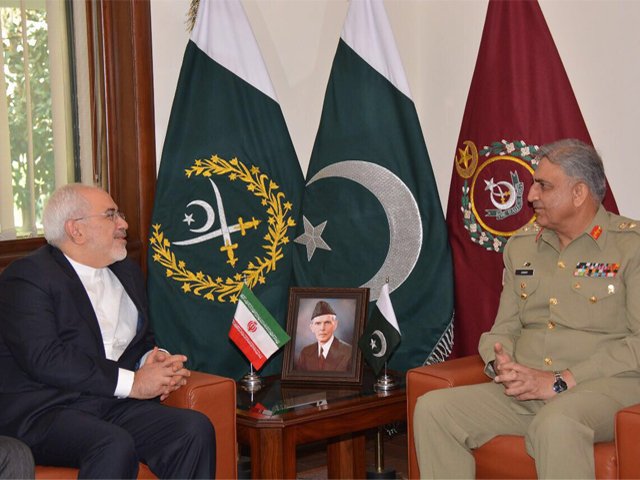 chief of army staff general qamar javed bajwa with iranian foreign minister javad zarif photo ispr