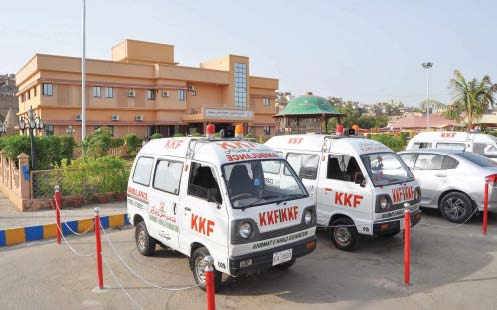 ambulances of the khidmat e khalq foundation parked outside the hospital photo express
