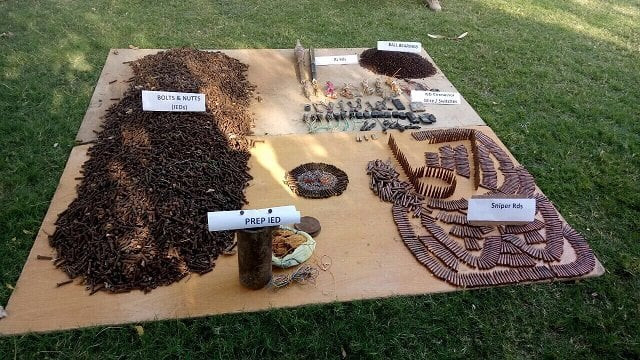 improvised explosive devices detonators explosives ball bearings and different calibre ammunition was seized photo ispr improvised explosive devices detonators explosives ball bearings and different calibre ammunition was seized photo ispr