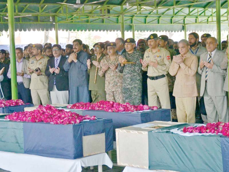 punjab cm shehbaz sharif attends the funeral prayers of the martyred police personnel photo ppi