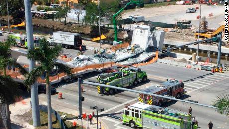 a pedestrian bridge collapsed at florida university causing several casualties photo twitter wesley jordan