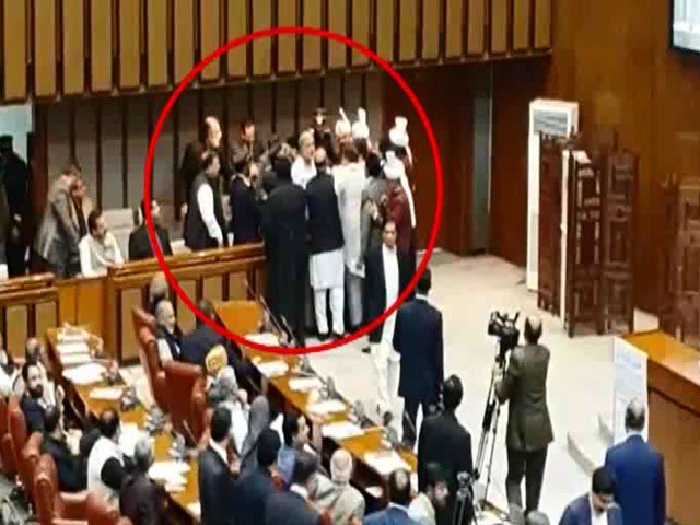 fight breaks out after announcement of sanjrani 039 s election as senate chairman photo express