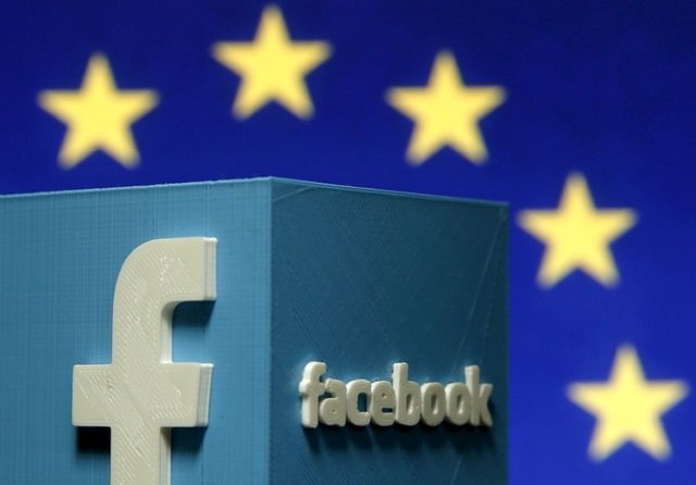 a 3d printed facebook logo is seen in front of the logo of the european union in this picture illustration made in zenica bosnia and herzegovina on may 15 2015 photo reuters