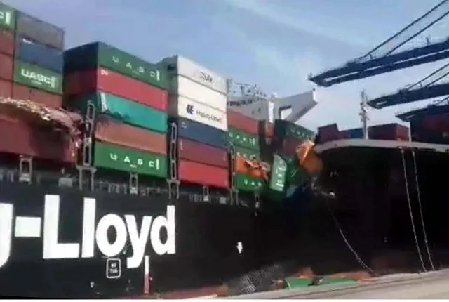 cargo ships collide at the karachi port photo ppi cargo ships collide at the karachi port photo ppi