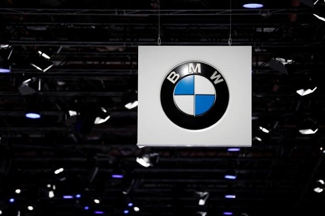 the bmw booth displays the company logo at the north american international auto show in detroit michigan us january 16 2018 photo reuters