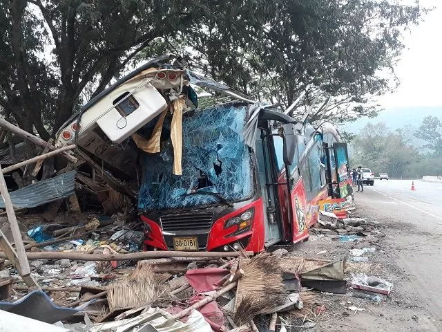 at least 17 people were killed and dozens of others wounded when a bus travelling in northeastern thailand veered off the road and smashed into a tree photo courtesy twitter hook31 thailand at least 17 people were killed and dozens of others wounded when a bus travelling in northeastern thailand veered off the road and smashed into a tree photo courtesy twitter hook31 thailand