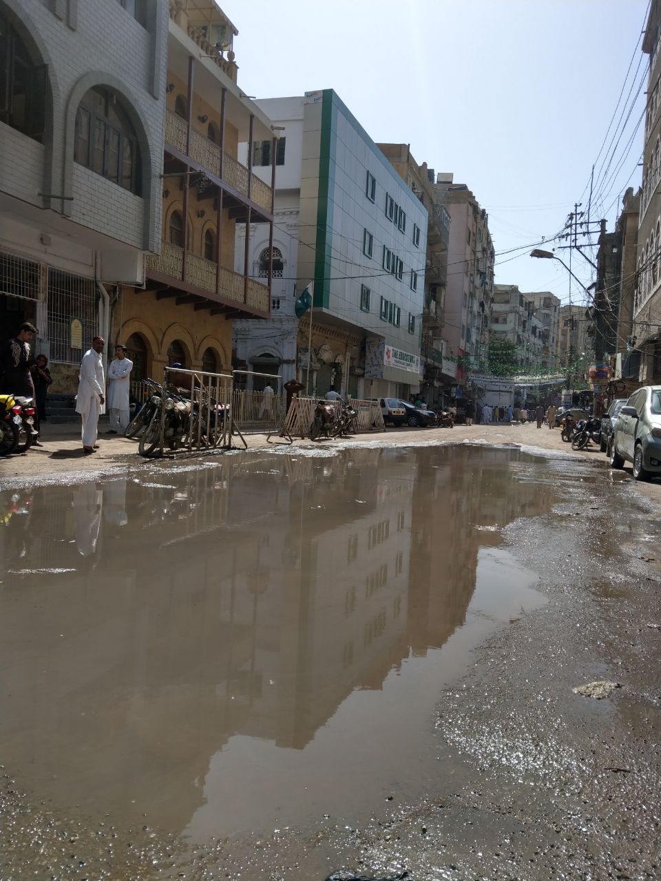 residents say the street in front of wazir mansion remains flooded year round photo express