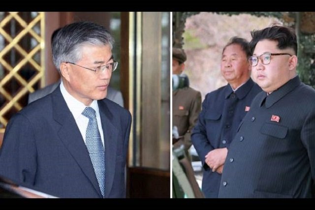 south korean president moon jae in and north korean leader kim jong un photo courtesy dt next dina thanthi