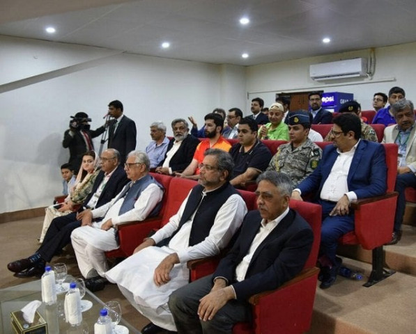 prime minister shahid khaqan abbasi and other notables watching the psl final at national stadium on sunday photo express prime minister shahid khaqan abbasi and other notables watching the psl final at national stadium on sunday photo express