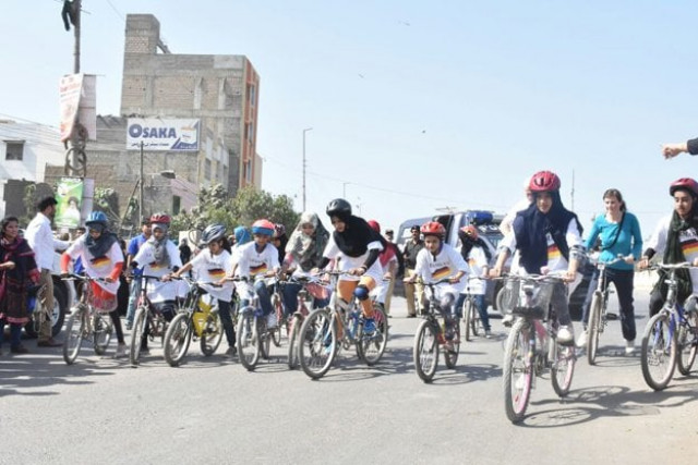 the caf has a shortage of bicycles because more girls expressed interest in learning how to bicycle than they anticipated photo courtesy sultan mandhro the caf has a shortage of bicycles because more girls expressed interest in learning how to bicycle than they anticipated photo courtesy sultan mandhro