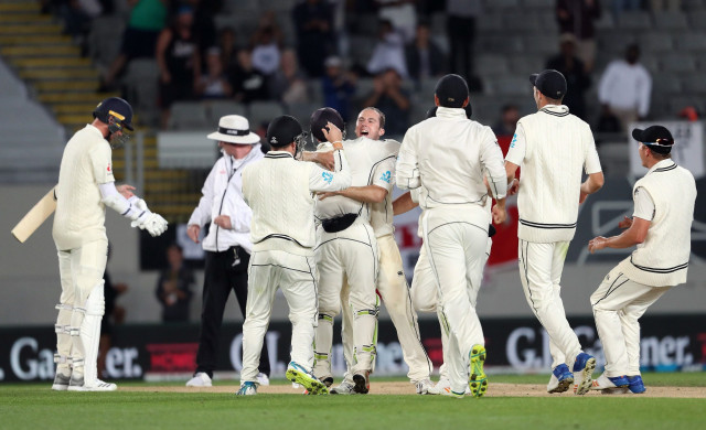 new zealand had to fight poor weather and some resistance from all rounders stokes and woakes but eventually dismissed england with 18 overs to spare photo afp new zealand had to fight poor weather and some resistance from all rounders stokes and woakes but eventually dismissed england with 18 overs to spare photo afp