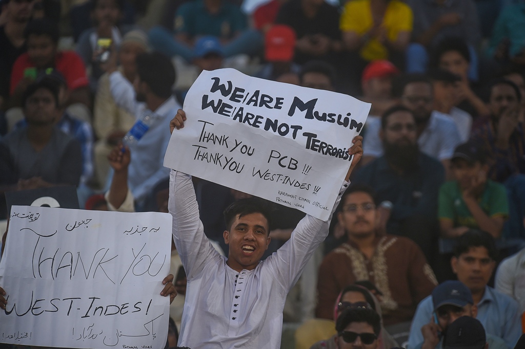 welcome to karachi west indies players landed in karachi on saturday night just a few hours before the first t20i on sunday photo courtesy pcb