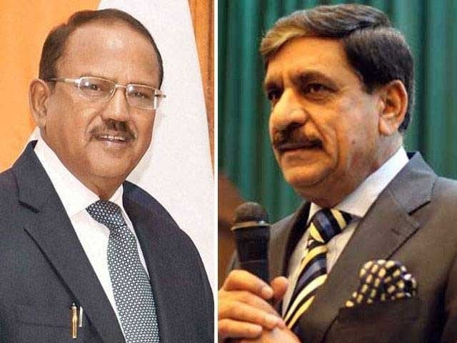 national security advisor lt  general retd nasser khan janjua and his indian counterpart ajit doval photo file