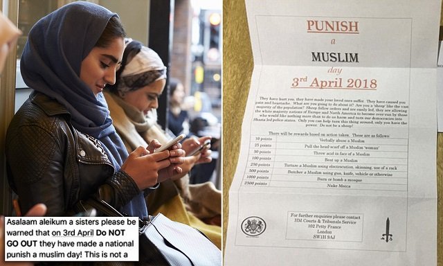 muslim women in uk told to hide hijabs stay indoors ahead of punish a muslim day
