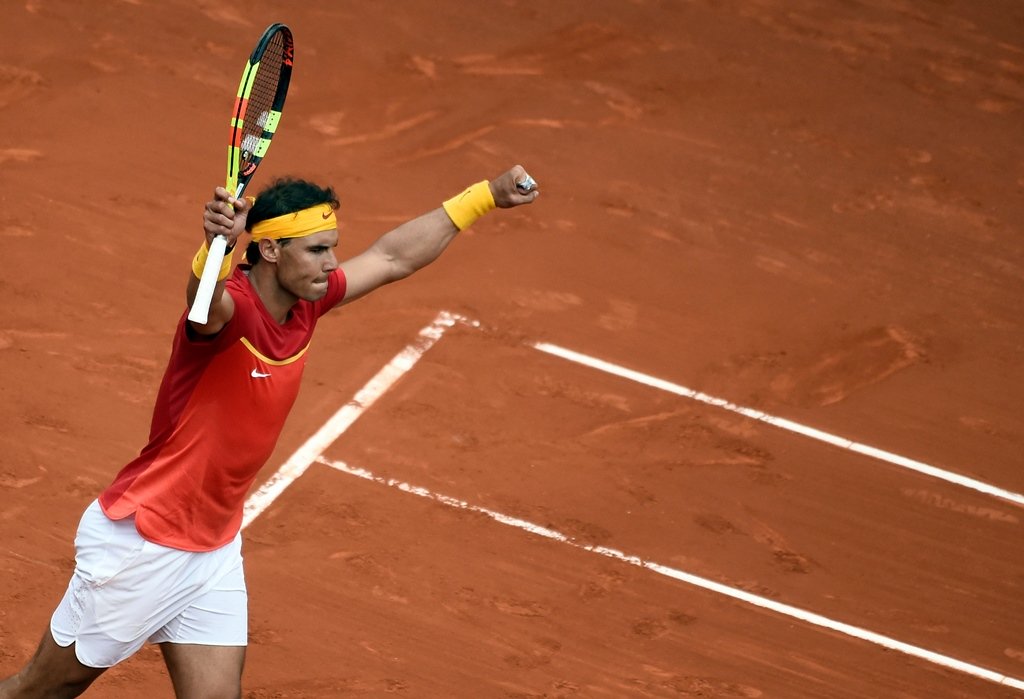 even steven the victory for rafael nadal in the plaza de toros bullring levelled the tie after world number four alexander zverev beat 33rd ranked david ferrer 6 4 6 2 6 2 photo afp